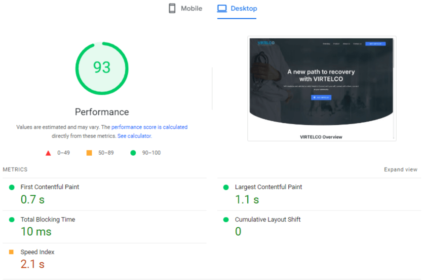 virtelco.com افزایش سرعت و بهینه سازی سایت