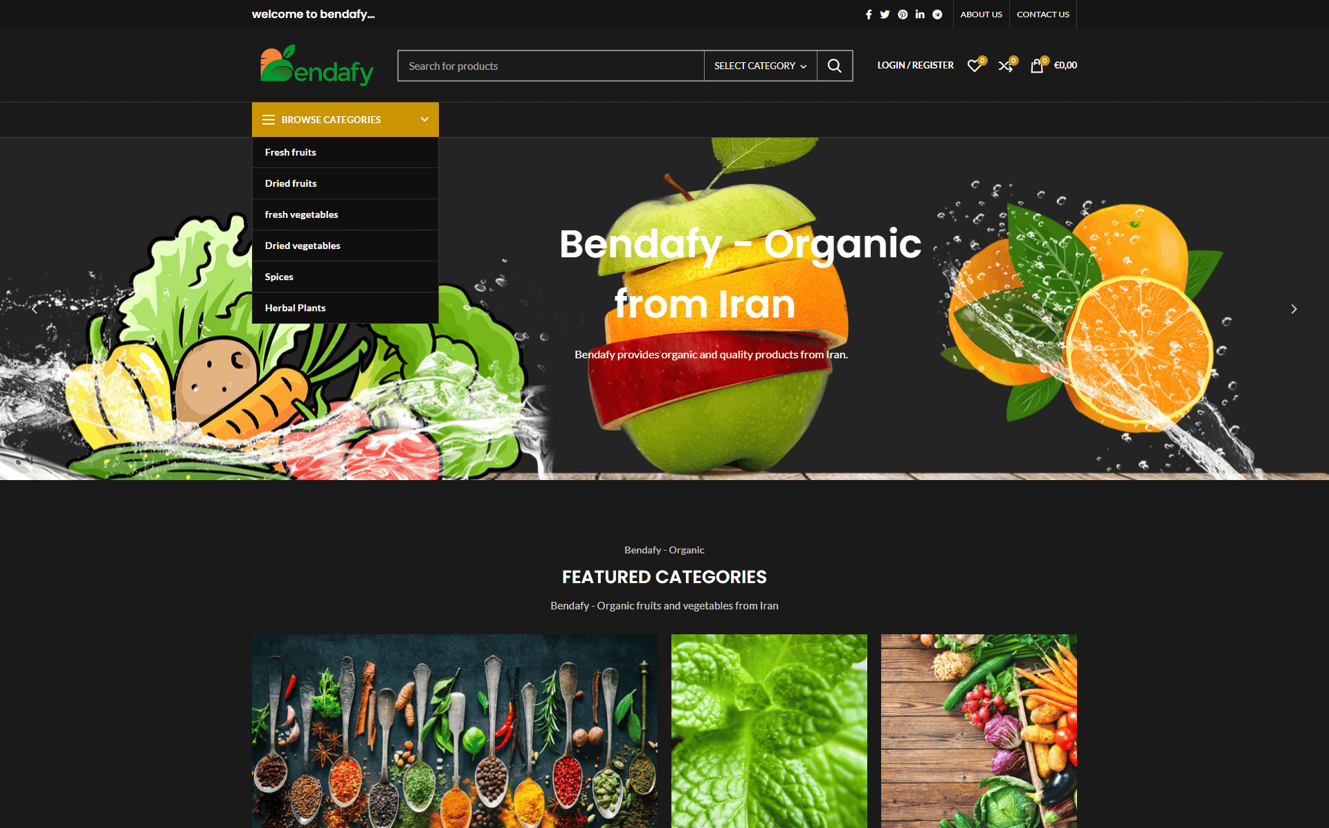 پیاده سازی سایت محصولات ارگانیک bendafy.com (کشور اتریش)