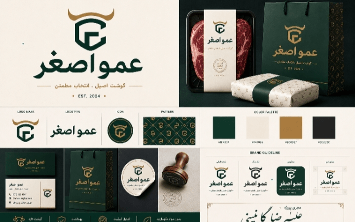 طراحی هویت بصری برای برند گوشت عمو اصغر