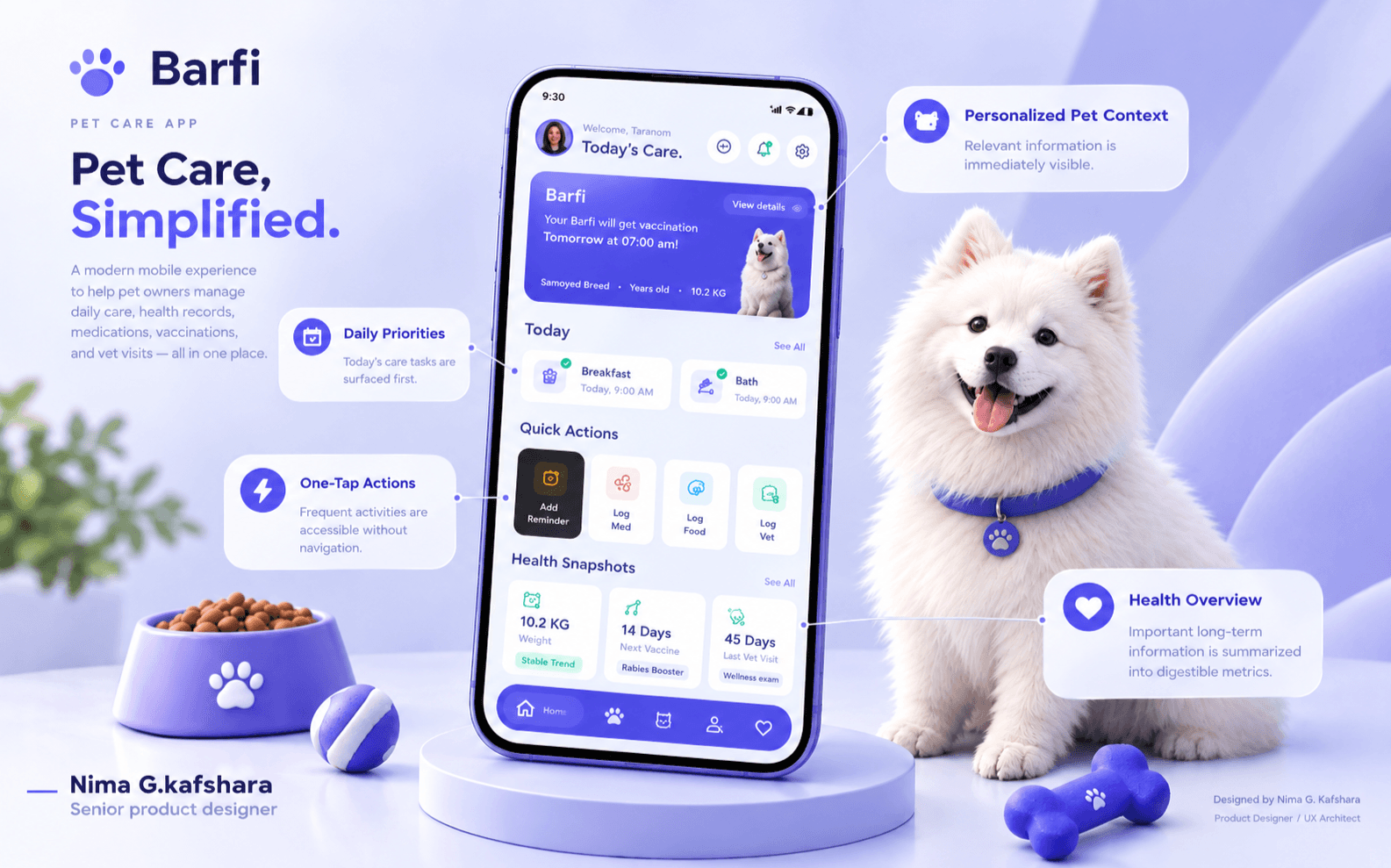 طراحی محصول و UI/UX اپلیکیشن مراقبت و سلامت حیوانات خانگی