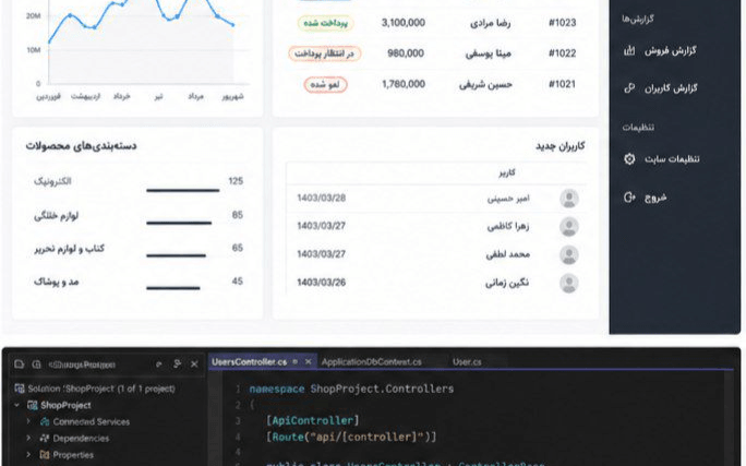 طراحی و برنامه نویسی بک اند و پنل مدیریت با ASP.NET Core