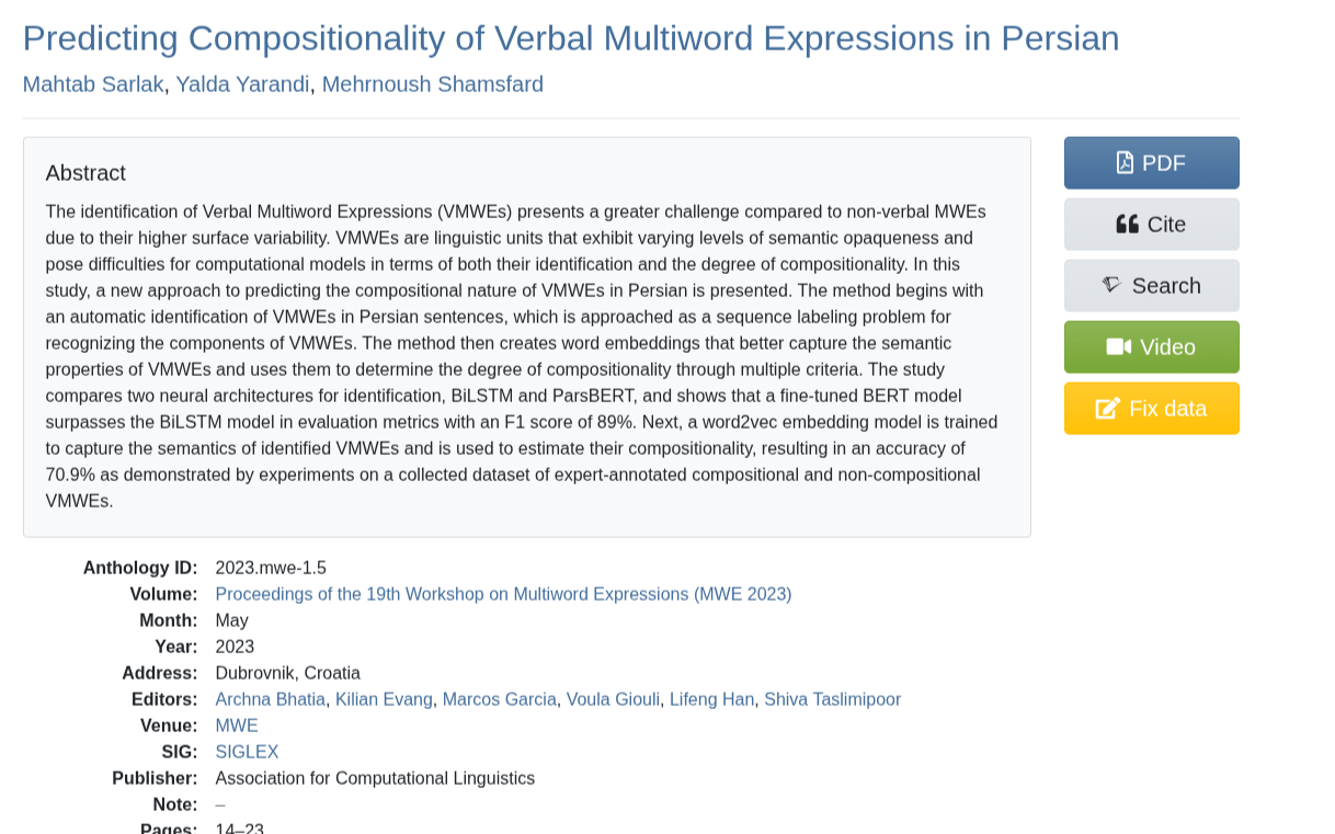 مقاله Predicting Compositionality of VMWEs in Persian