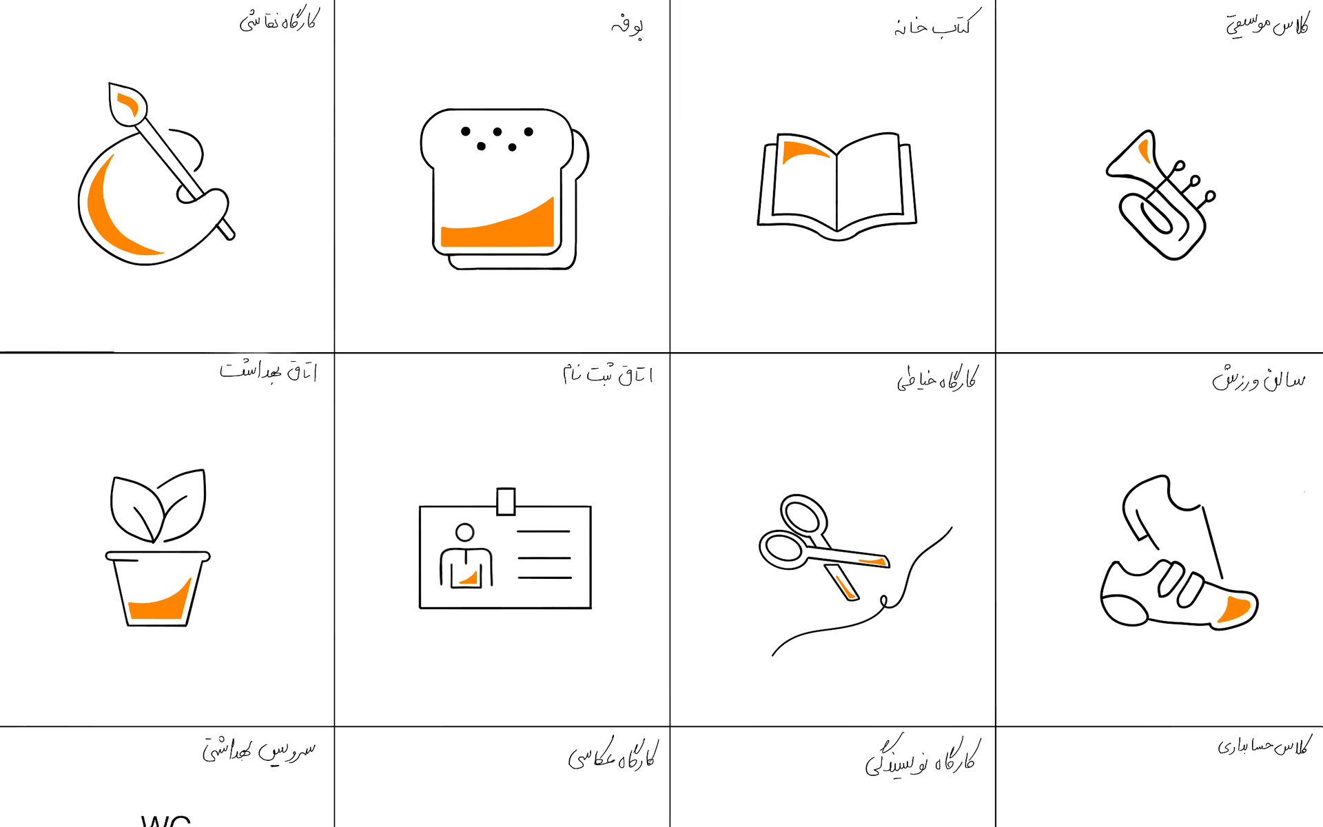 طراحی پیکتوگرام، سردر و تابلوی مدرسه