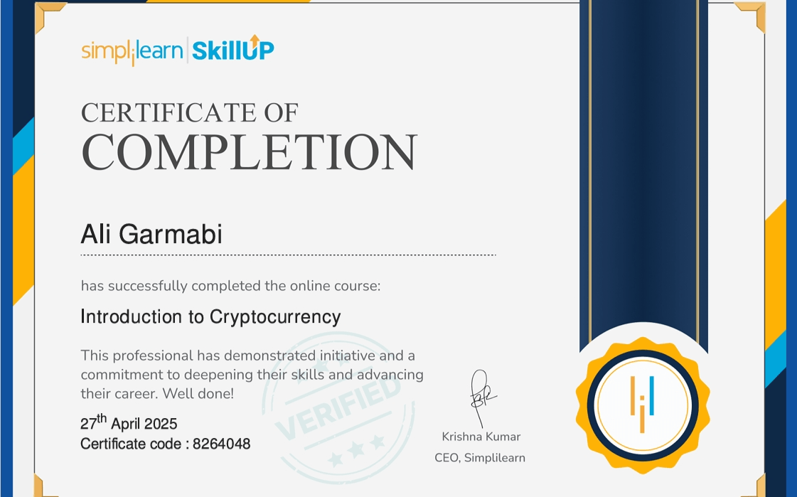 مدرک crypto carency
