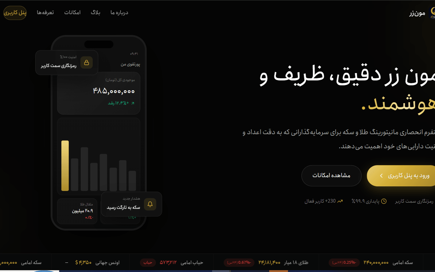 پلتفرم مونزر|مانیتورینگ طلا و سکه