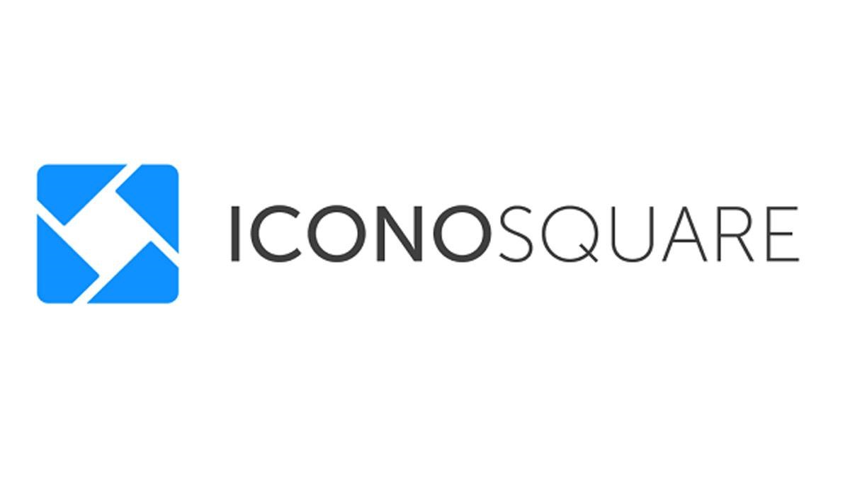 عبارت iconosquare در سمت راست و لوگو مربعی شکل در سمت چپ