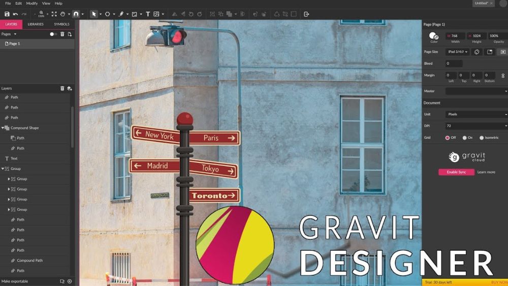 اسکرین کپچر از محیط Gravit Designer