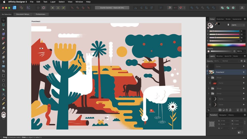 اسکرین کپچر از محیط نرم افزار affinity designer